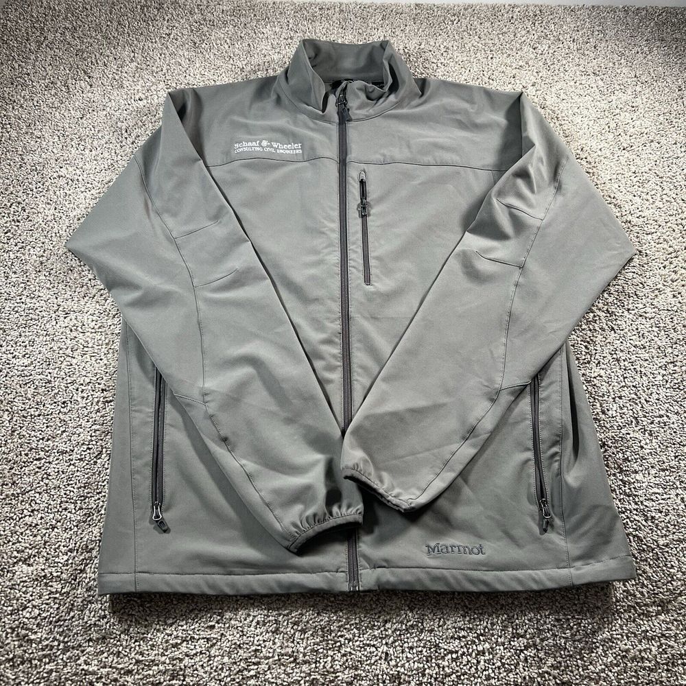 Marmot Tempo Jacket Mens XL Gray Full Zip Hiking Comfort High Neck‎ Zip Pockets